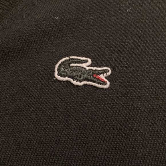 NWT Lacoste V-neck Jersey Sweater - Black - Picture 5 of 9